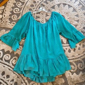 Teal Swiss Dot Top, Large